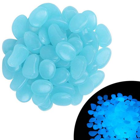 Fluorescenčné kamienky 100ks (svietia v tme) - svetlomodré