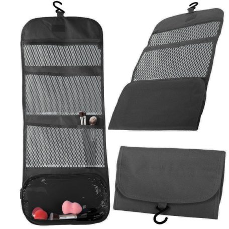 Závesný a otvárací organizér na kozmetiku - 64 cm x 26 cm - čierny
