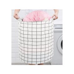   Skladací veľký kôš na hračky - biely so štvorcovým vzorom