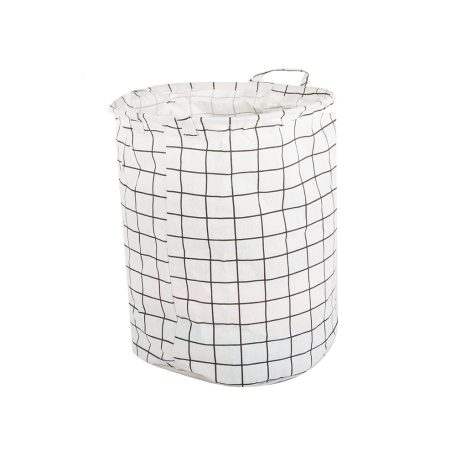 Skladací veľký kôš na hračky - biely so štvorcovým vzorom