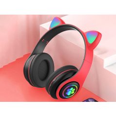   Bezdrôtové slúchadlá so vstavaným mikrofónom a LED osvetlením - červené