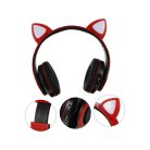 Bezdrôtové slúchadlá so vstavaným mikrofónom a LED osvetlením - červené