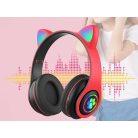 Bezdrôtové slúchadlá so vstavaným mikrofónom a LED osvetlením - červené