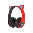 Bezdrôtové slúchadlá so vstavaným mikrofónom a LED osvetlením - červené