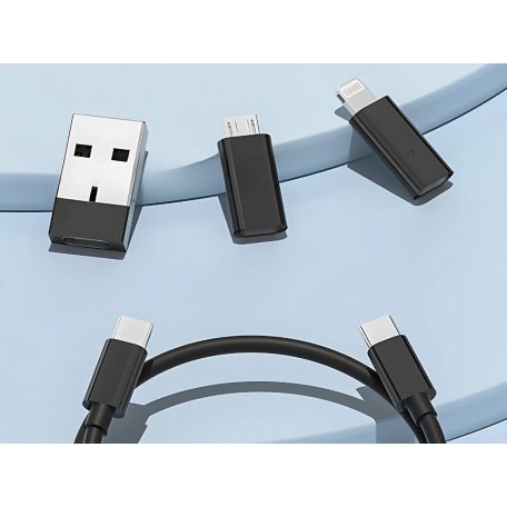Sada adaptérov 5 v 1 pre mobilné telefóny USB-C, micro USB A, osvetlenie typu A v praktickom držiaku