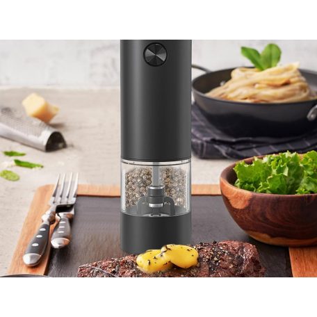 Nastaviteľný elektrický mlynček na soľ a korenie s LED osvetlením