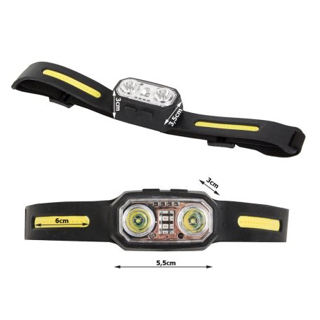 Dvojitá LED čelovka s bočným osvetlením