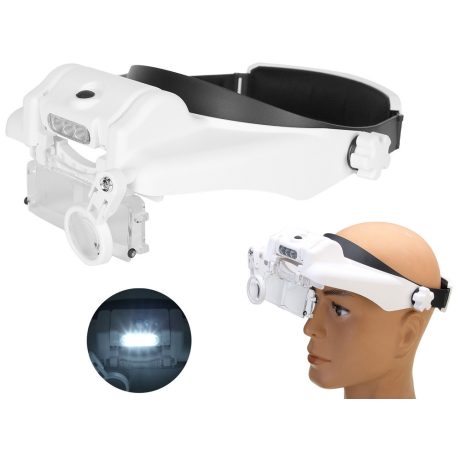 Náhlavná lupa s LED osvetlením 11,5-násobným  zväčšením