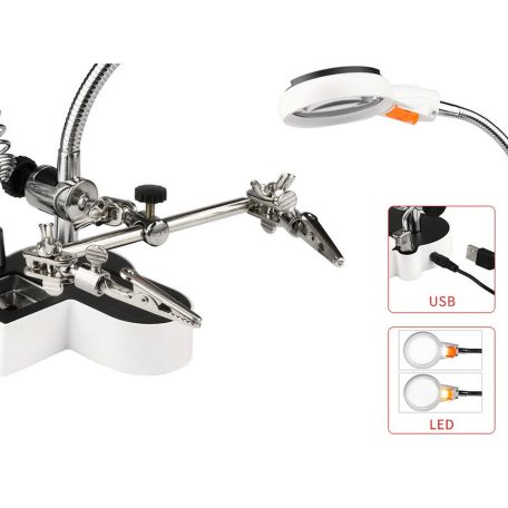 Univerzálny stojan na spájkovanie s lupou - 11x/4,5x