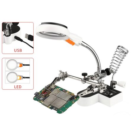 Univerzálny stojan na spájkovanie s lupou - 11x/4,5x