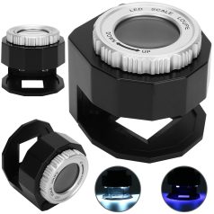   Klenotnícky 30x mikroskop s 3 LED diódami a UV svetlom v praktickom úložnom priestore