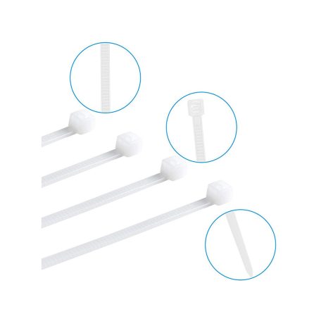 Sťahovacie pásky 2,5 x 100 mm 100 ks - biela