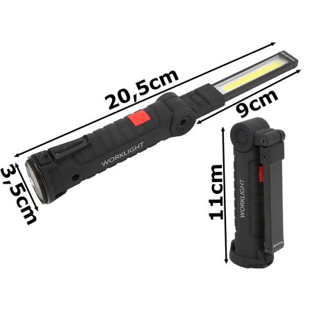 Magnetická dielenská baterka so sklopnou rukoväťou