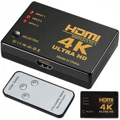   3-kanálový 4K UHD HDMI rozvádzač s diaľkovým ovládaním