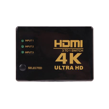 Rozbočovač HDMI, 3-kanálový, 4K Ultra HD, diaľkové ovládanie