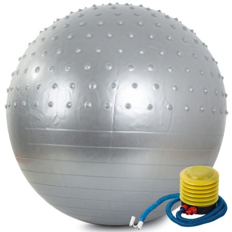Veľká nafukovacia lopta s pumpou v striebornej farbe - 65 cm