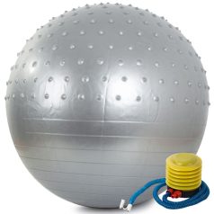   Veľká nafukovacia fitnes lopta s pumpou v striebornej farbe - 65 cm