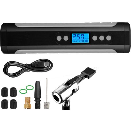 Akumulátorová pumpa do auta, motorky a bicyklov na batérie s LCD displejom - 10 bar