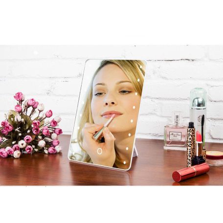 Veľké kozmetické zrkadlo so 16 LED svetlami - biele