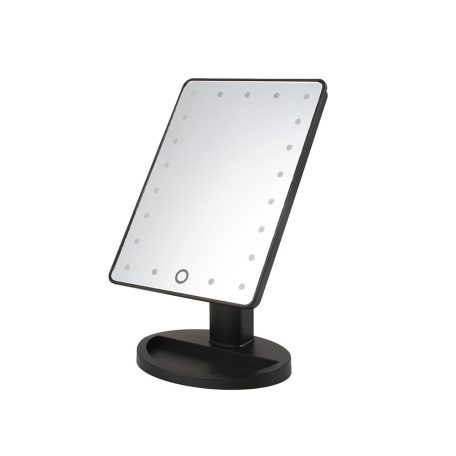 Veľké kozmetické zrkadlo so 16 LED svetlami - čierne