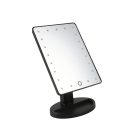 Veľké kozmetické zrkadlo so 16 LED svetlami - čierne