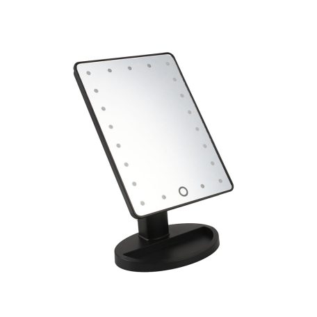 Veľké kozmetické zrkadlo so 16 LED svetlami - čierne