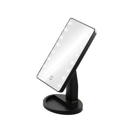 Veľké kozmetické zrkadlo so 16 LED svetlami - čierne