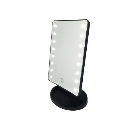 Veľké kozmetické zrkadlo so 16 LED svetlami - čierne
