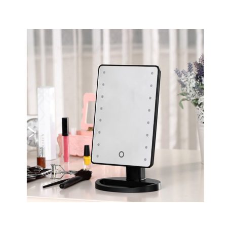 Veľké kozmetické zrkadlo so 16 LED svetlami - čierne