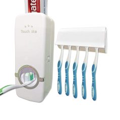   Dávkovač zubnej pasty s držiakom zubnej kefky v bielej farbe