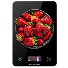   Digitálna kuchynská váha s LCD displejom a povrchom z tvrdeného čierneho skla - do 5 kg