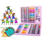 168-dielna sada na kreslenie a maľovanie pre deti v praktickom puzdre - ružová