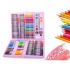 168-dielna sada na kreslenie a maľovanie pre deti v praktickom puzdre - ružová