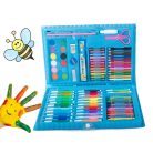 86-dielna súprava na kreslenie a maľovanie v praktickom púzdre - modrá