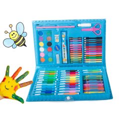   86-dielna súprava na kreslenie a maľovanie v praktickom púzdre - modrá