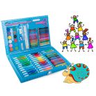 86-dielna súprava na kreslenie a maľovanie v praktickom púzdre - modrá