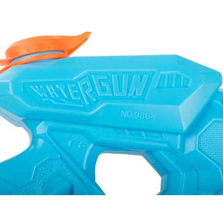 Veľká vodná pištoľ v modro-šedo-oranžovej farbe - 38 cm x 16 cm x 6 cm