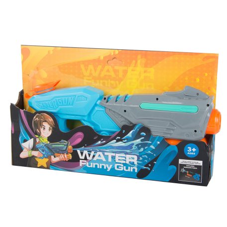 Veľká vodná pištoľ v modro-šedo-oranžovej farbe - 38 cm x 16 cm x 6 cm