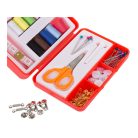 Súprava na šitie v praktickom červenom držiaku