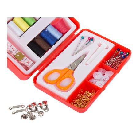 Súprava na šitie v praktickom červenom držiaku