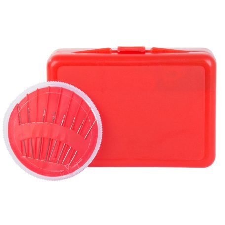 Súprava na šitie v praktickom červenom držiaku