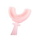 Detská silikónová zubná kefka v tvare U - ružová