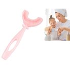 Detská silikónová zubná kefka v tvare U - ružová