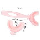 Detská silikónová zubná kefka v tvare U - ružová