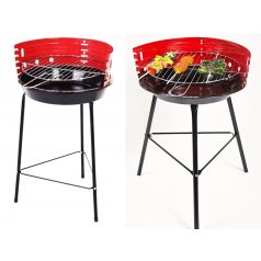 Gril na drevené uhliel v čiernej a červenej farbe - 32 cm