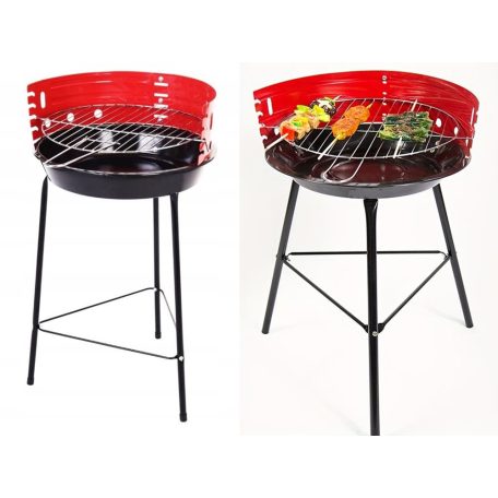 Gril na drevené uhliel v čiernej a červenej farbe - 32 cm