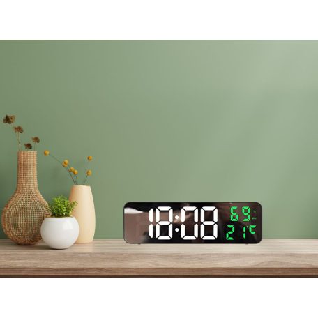 Digitálne hodiny s veľkým displejom, teplomerom, vlhkomerom a funkciou budíka