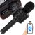 Bezdrôtový karaoke mikrofón s reproduktorom v čiernej farbe v praktickom držiaku