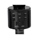 Bezdrôtový karaoke mikrofón s reproduktorom v čiernej farbe v praktickom držiaku