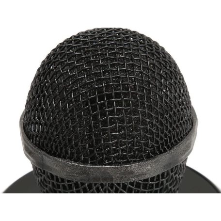 Bezdrôtový karaoke mikrofón s reproduktorom v čiernej farbe v praktickom držiaku